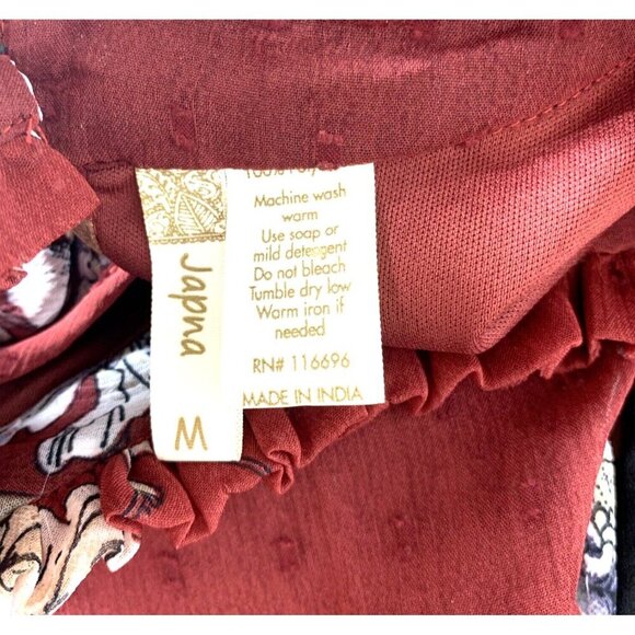 Japna Womens Mini Dress Sz M Brown Floral Swiss Dot Fully Lined - Picture 6 of 6